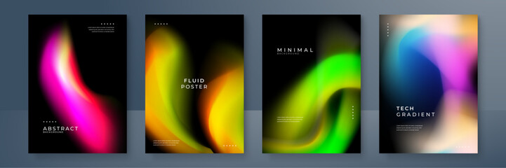 Abstract Gradient Posters with Fluid Design Elements