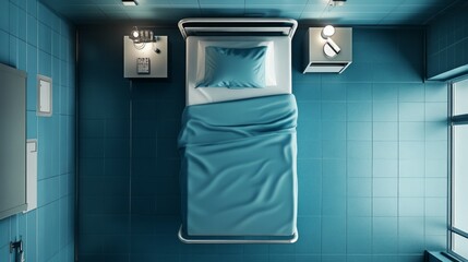 hospital bed, top view. 