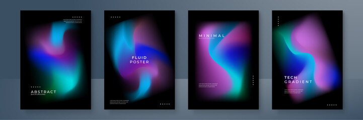 Abstract Gradient Posters With Modern Fluid Concepts Design