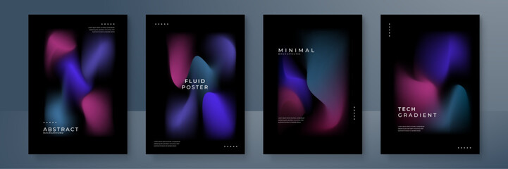 Abstract Gradient Posters with Fluid Design Elements