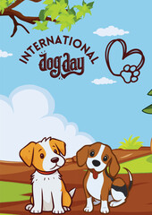 Illustration of two cute dogs for dog day celebration