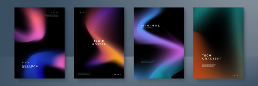 Abstract Minimalist Posters with Vivid Gradient Backgrounds