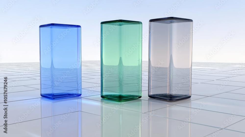 Aufkleber colorful hexagonal glass objects on a reflective surface
