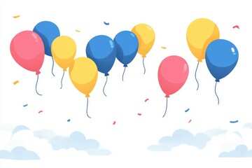 birthday balloons flying in the sky