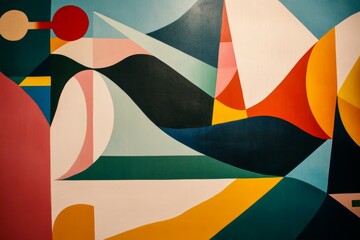 Obraz premium Minimalistic Geometry colorful background with nature elements