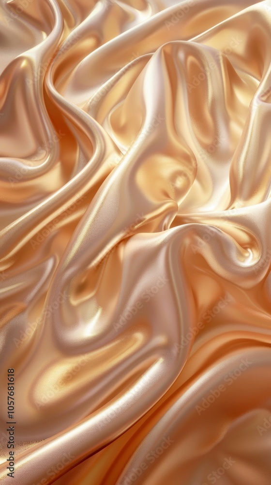 Poster a mesmerizing display of shiny golden texture showcasing soft, flowing fabric under warm light with 