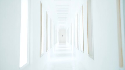 Fototapeta premium Modern Minimalistic Concrete Coworking Office room with Blank Walls, High Ceilings,and Mockup Frame