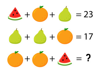 A game for children. Fruits are different. Cute vector color illustration.