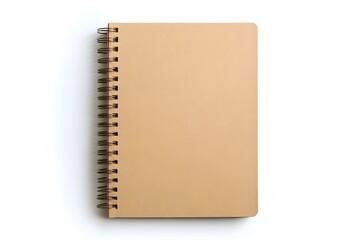 Simple kraft paper notebook with a blank cover, isolated on a white background