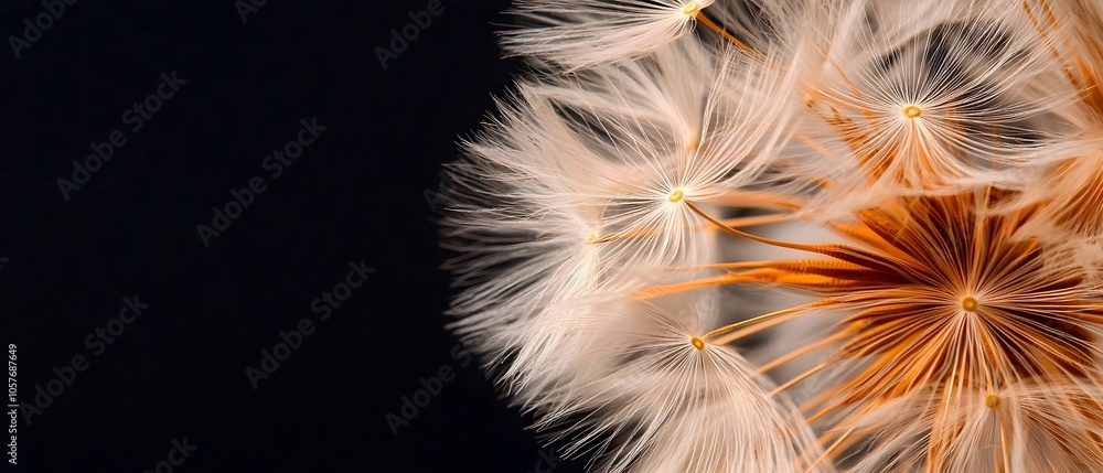 Leinwandbilder soft focus image of airy wispy dandelion seeds floating and drifting gracefully through the air in a