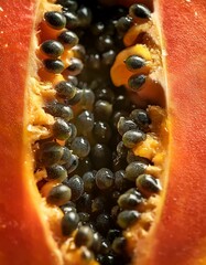Close -up del interior de una papaya