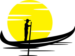 Gondolier SVG, Gondola SVG, Gondola Clipart, Gondola Files For Cricut, Gondola Cut Files For Silhouette, Gondola PNG, Gondola Boat Vector  © Hamja'sPortfolio
