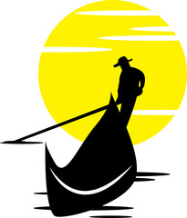 Gondolier SVG, Gondola SVG, Gondola Clipart, Gondola Files For Cricut, Gondola Cut Files For Silhouette, Gondola PNG, Gondola Boat Vector  © Hamja'sPortfolio
