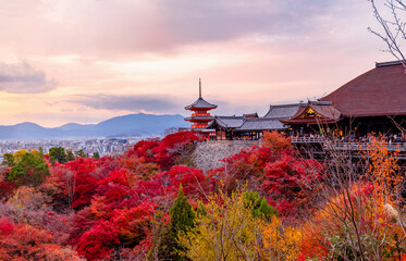 The most beautiful viewpoint of Kiyomizu-dera is a popular tourist destination in Kyoto, Japan.