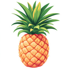 Obraz premium Vibrant pineapple illustration showcasing tropical fruit with lush green leaves, perfect for summer themes and healthy eating ideas