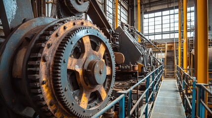 Vintage Industrial Machinery with Metal Levers and Gears
