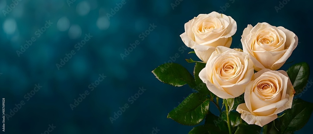 Aufkleber Elegant white roses arranged in a beautiful ornate bouquet with a soft dreamy bokeh background creating a serene and captivating floral scene