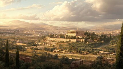 Fototapeta premium Romanticized Vision of Ancient Judea Landscape