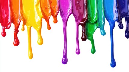 Naklejka premium Colorful Acrylic Drip Effect on White Canvas