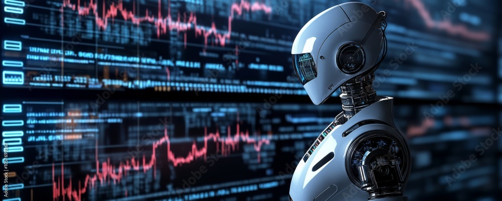 Poster the intersection of business finance and technology through robotics.