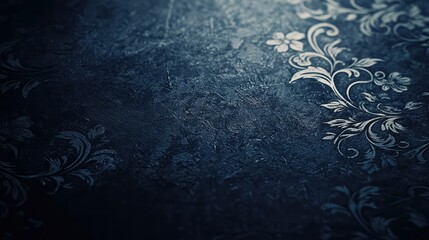 Subtle Floral Patterns on Dark Navy Background