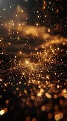 Fototapeta premium A mesmerizing display of shiny golden texture scattered throughout the surface, creating a sense of chaos and brilliance during an enchanting night scene