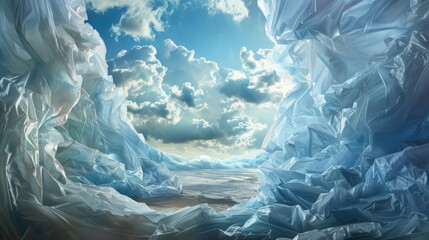 Obraz premium Iceberg, a frozen mountain of ice, floats in the cold ocean waters under a vast sky