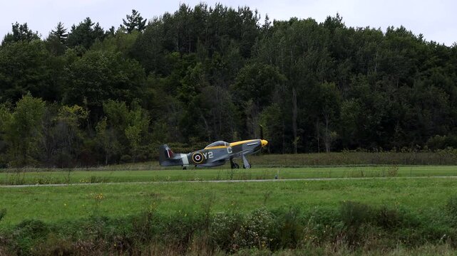 Gatineau Quebec Canada - September 8th 2023 - AeroGatineau - P-51D Mustang on taxi runway