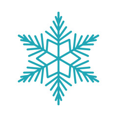 Beautiful snowflake, detailed hand drawn flat vector illustration. Graphic outline doodle drawing. Christmas and New Year symbol. Unique snowflake silhouette icon for frosty winter designs and decor