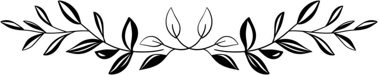 Floral divider freehand drawing vector illustration.