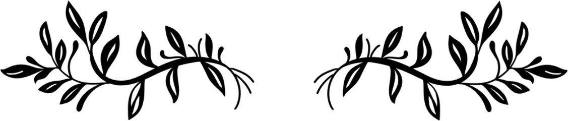 Floral divider freehand drawing vector illustration.