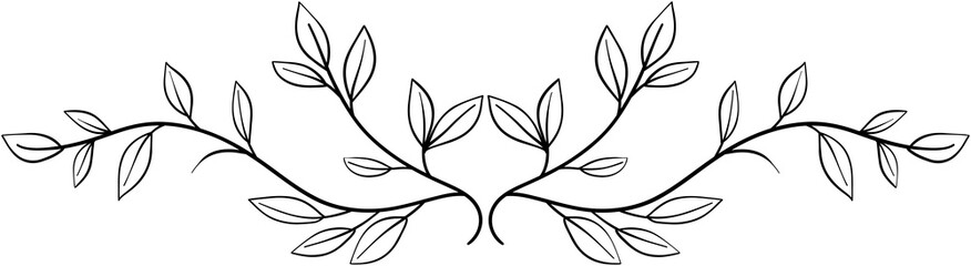 Floral divider freehand drawing vector illustration.