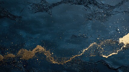 Elegant Navy Blue With Gold Foil Accents Background