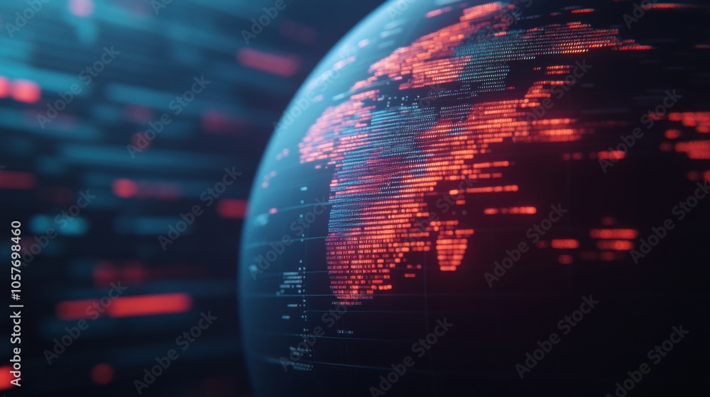 Poster digital globe with floating graphs and data visualizations