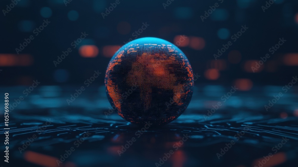 Aufkleber digital earth surrounded by layers of data and graphs