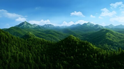 Fototapeta premium Rolling green hills and a blue sky.