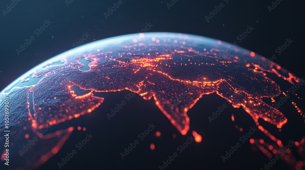 Poster digital globe with live data visuals