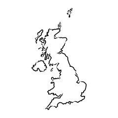 Outline vector map of United Kingdom. Simple United Kingdom border map.