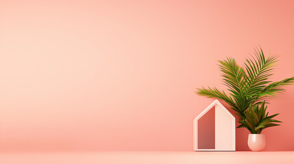 Tiny modular house with sliding walls, flexible space, 3D illustration