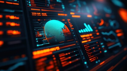 Glowing Earth Visual with Rotating Financial Data