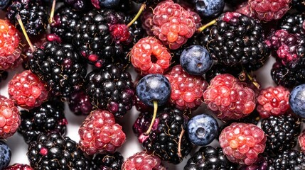 Fresh berries abundance: blackberries, raspberries, and blueberries close-up