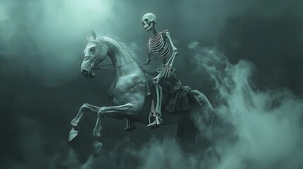 a skeleton riding a horse