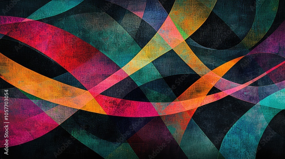 Poster abstract serene network design with colorful waves