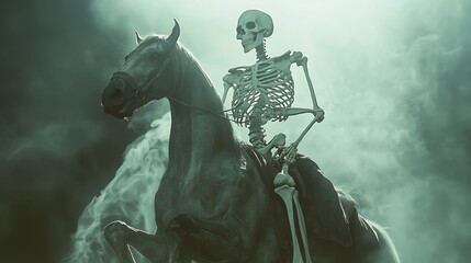 a skeleton riding a horse