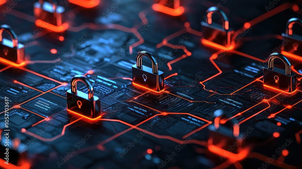 Poster dynamic illustration of cyber security network concepts