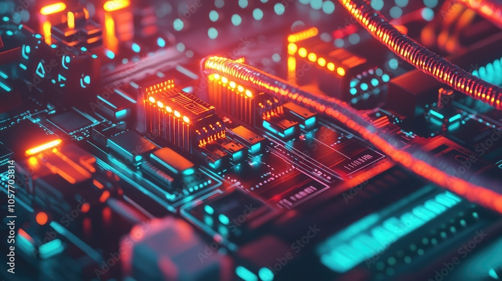 Poster close-up view of a network switch illumination