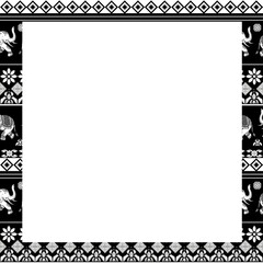 Square frame of Thai pattern line art style.