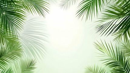 Tropical Palm Leaf Border with Sunlight.