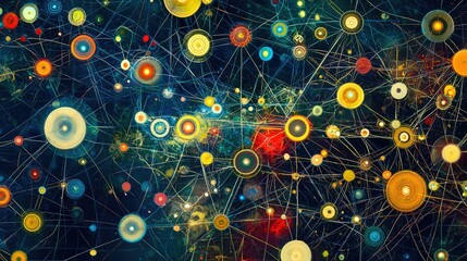 Captivating Network Illustration with Colorful Circles