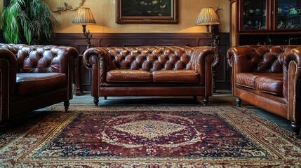 Fototapeta premium Luxurious Vintage Leather Lounge Seating